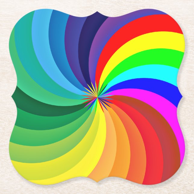 Rainbow Colored Mandala-46556 Paper Coaster (Front)
