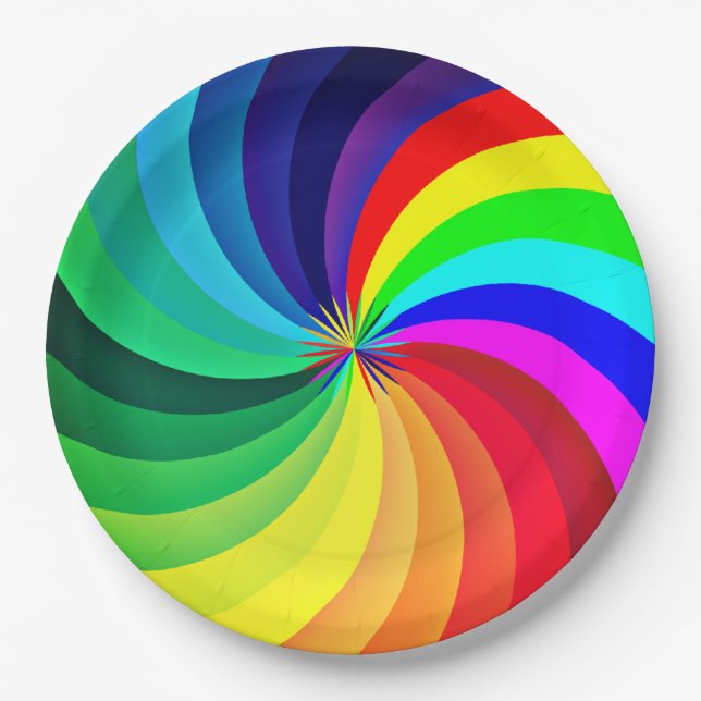 Rainbow Colored Mandala-46556 Paper Plates (Front)