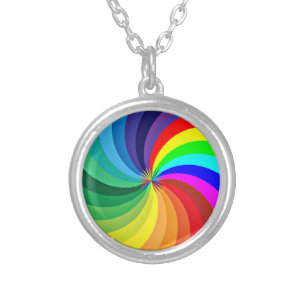Rainbow Colored Mandala-46556 Silver Plated Necklace