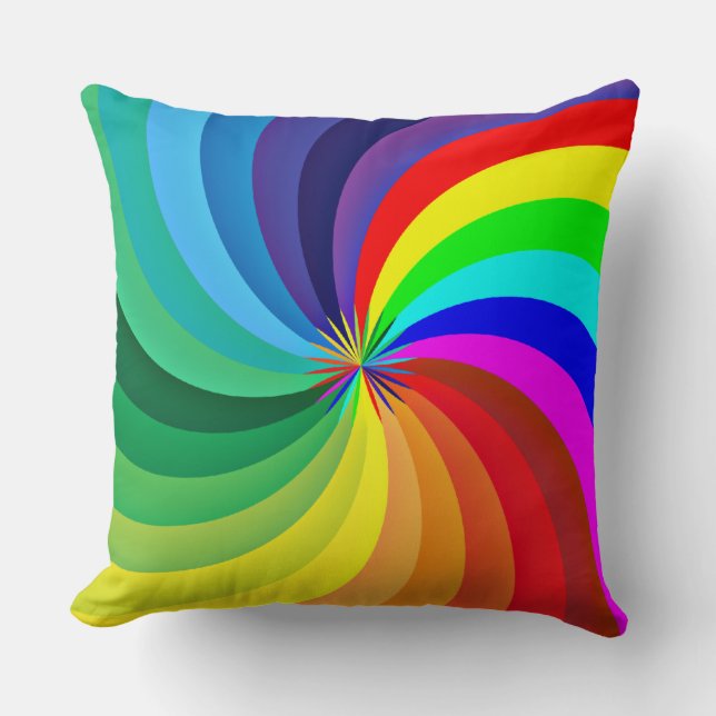 Rainbow Colored Mandala-46556 Throw Pillow (Front)