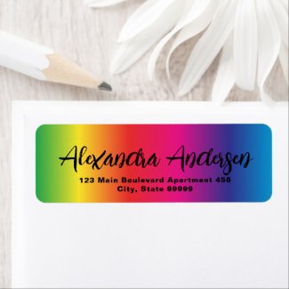Rainbow Colored Modern Trendy Chic Script Label