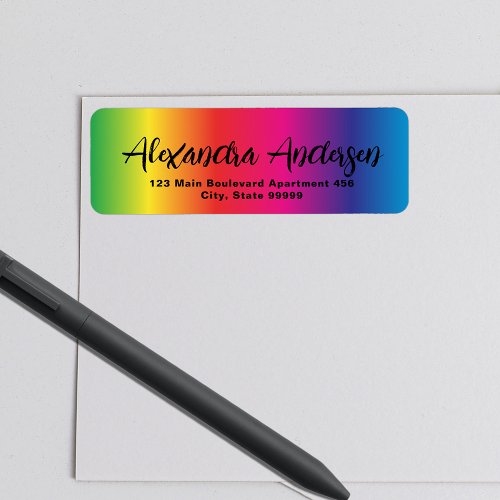 Rainbow Colored Modern Trendy Chic Script Label