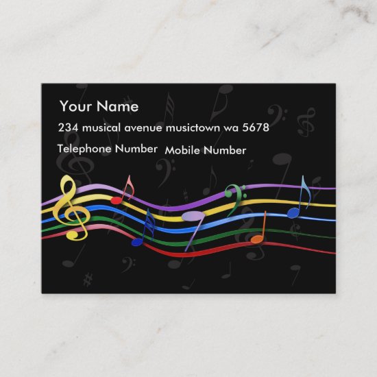 Rainbow Colored Music Notes Business Card