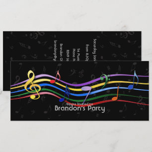 Rainbow Colored Music Notes Invitation