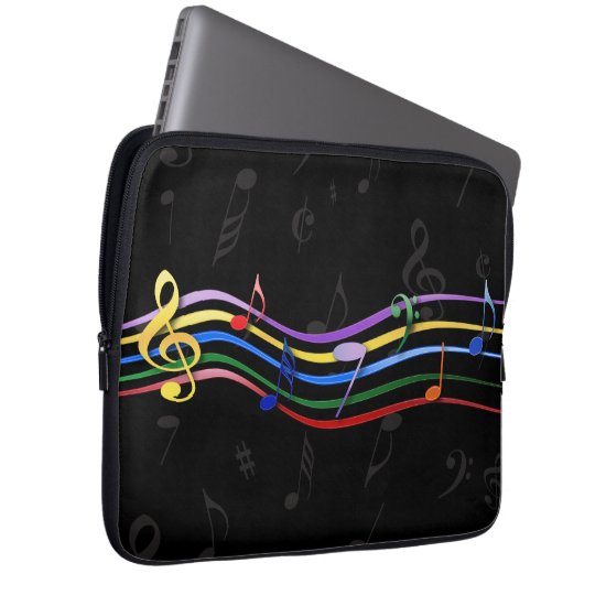 Rainbow Colored Music Notes Laptop Sleeve