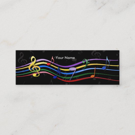 Rainbow Colored Music Notes Mini Business Card