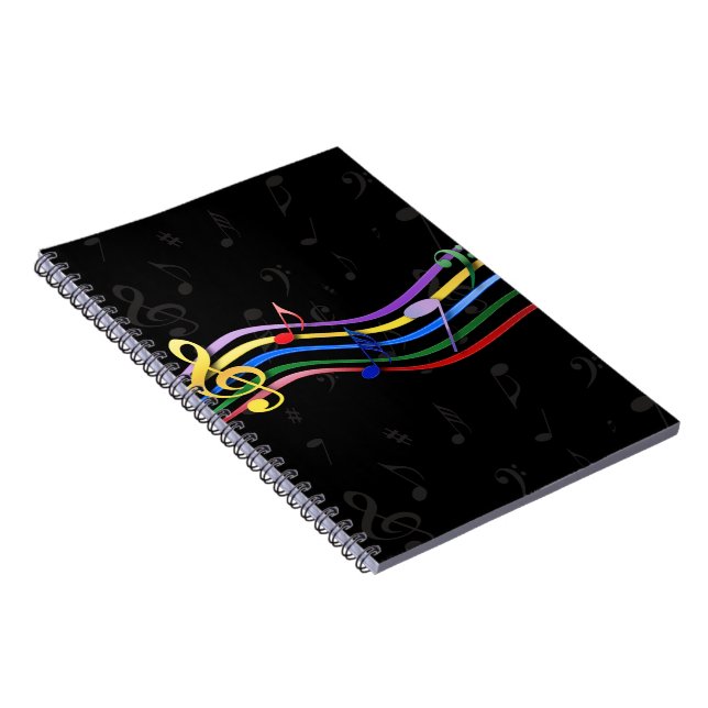 Rainbow Colored Music Notes Notebook (Right Side)