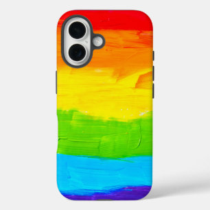 Rainbow Colored Paint Strokes iPhone 16 Case