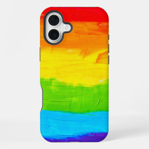 Rainbow Colored Paint Strokes iPhone 16 Plus Case