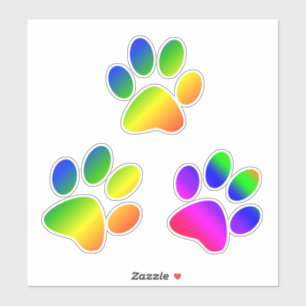 Rainbow Colored Paw Prints Sticker