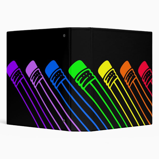 Rainbow Colored Pencils Designed Binder (Background)