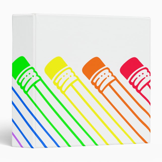 Rainbow Colored Pencils Designed Binder (Front/Spine)