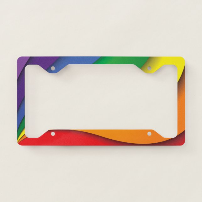 Rainbow Colored Personalized License Plate Frame (Front)
