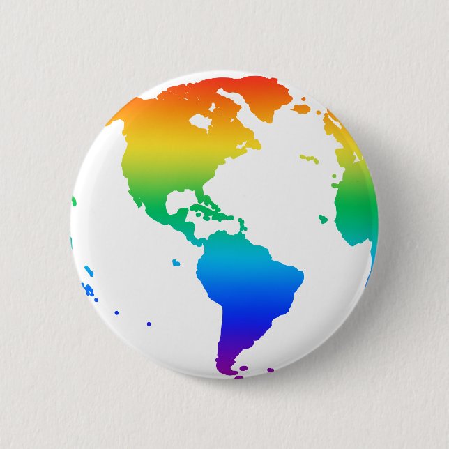 Rainbow colored planet earth button (Front)