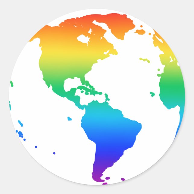 Rainbow colored planet earth classic round sticker (Front)
