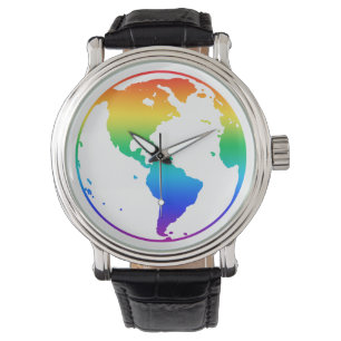 Rainbow colored planet earth watch