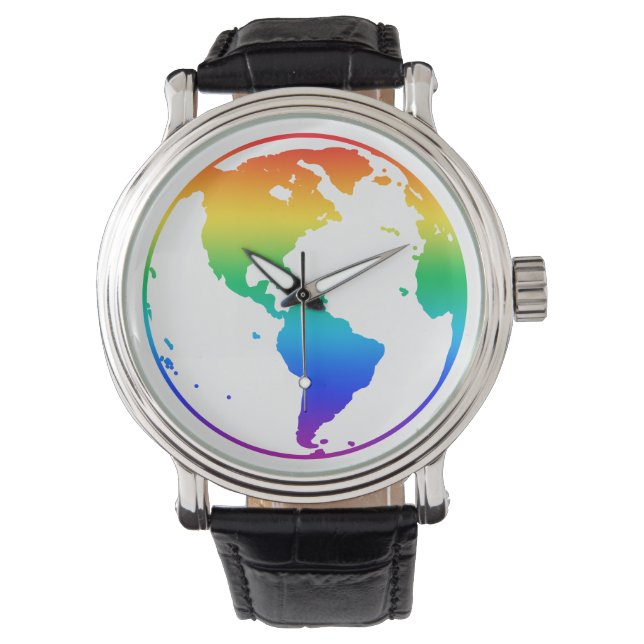 Rainbow colored planet earth watch (Front)