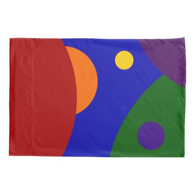 Rainbow Colored Planets Pillow Case (Back)