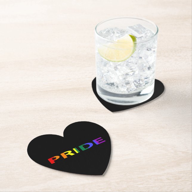Rainbow Colored Pride Word Paper Coaster (Insitu)