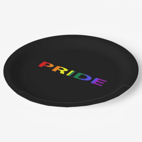 Rainbow Colored Pride Word Paper Plates