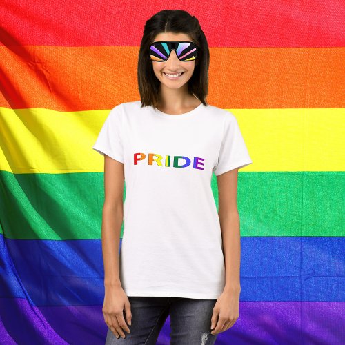 Rainbow Colored Pride Word T_Shirt