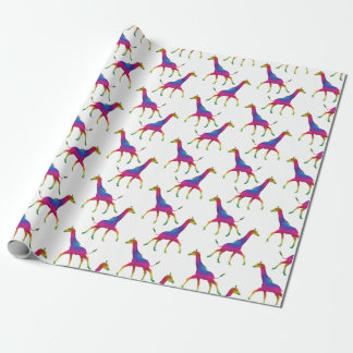 Rainbow Colored  Psychedelic Giraffes Wrapping Paper