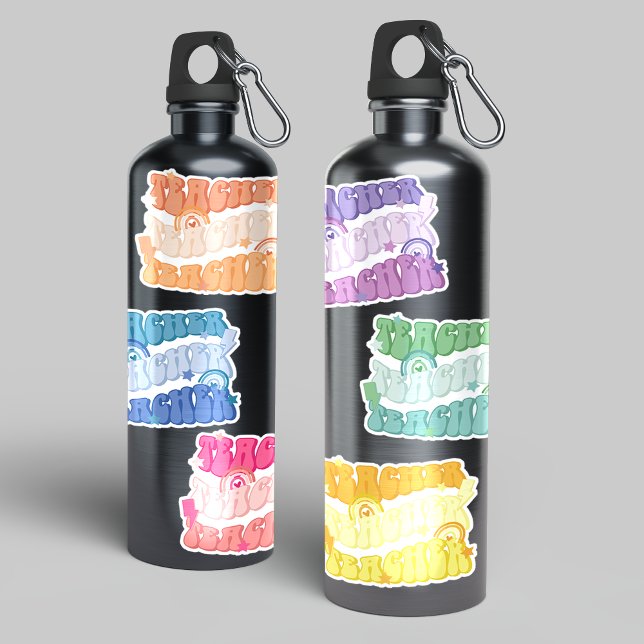 Rainbow Colored Retro Teacher Vinyl Sticker Pack (Creator Uploaded)