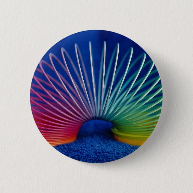 Rainbow-colored slinky toy button (Front)