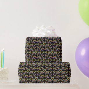 Rainbow Colored String Rope Repeating Pattern Art Wrapping Paper