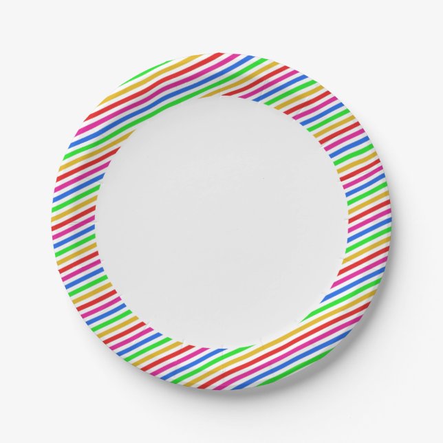 Rainbow Colored Striped Paper Plates (Front)
