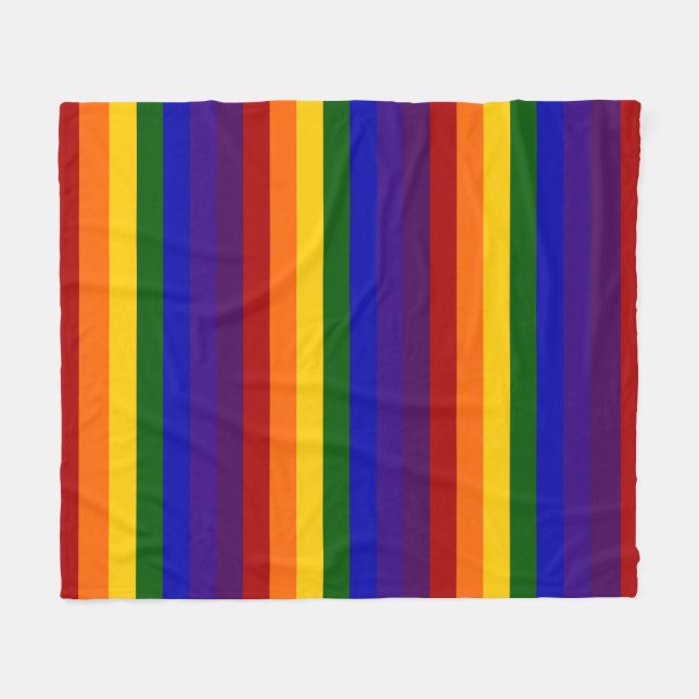 Rainbow Colored Stripes Fleece Blanket (Front (Horizontal))