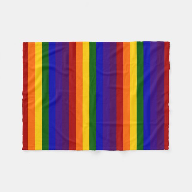 Rainbow Colored Stripes Fleece Blanket (Front (Horizontal))
