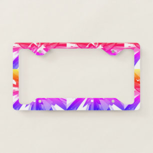 Rainbow Colored Stripes on Customized Modern License Plate Frame