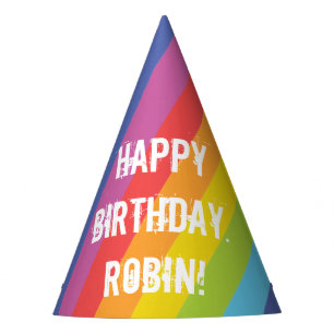 Rainbow Colored Stripes Paper Party Party Hat