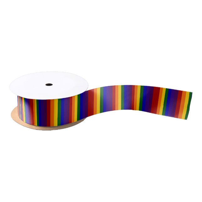 Rainbow Colored Stripes Satin Ribbon (Spool)