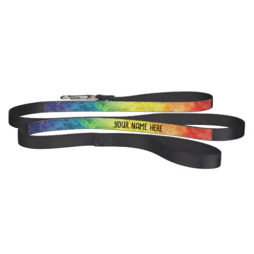 Rainbow colored stripes with name pet leash