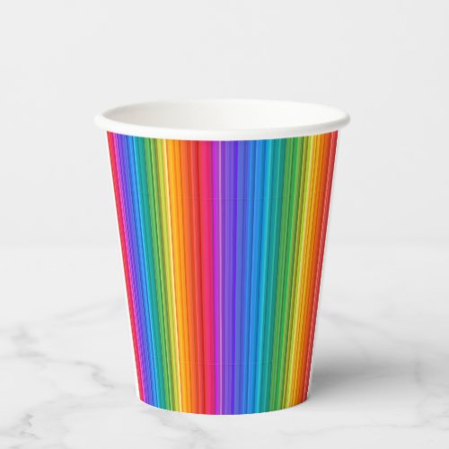 Rainbow Colored Strips Design Paper Cup