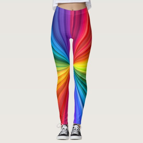 Rainbow colored swirl leggings