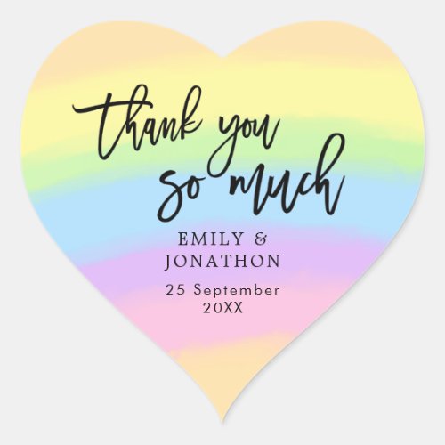 Rainbow Colored Thank You So Much Script Names Heart Sticker