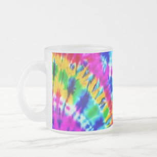 Rainbow colored tie dye coffee mug