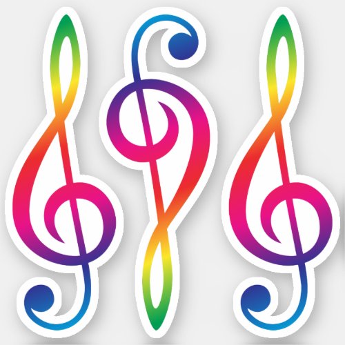 Rainbow colored treble G clef Sticker