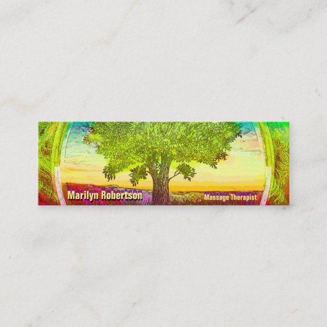 Rainbow Colored Tree Mini Business Card (Front)