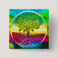 Rainbow Colored Tree of Life Button