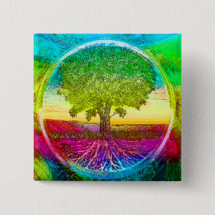 Rainbow Colored Tree of Life Button