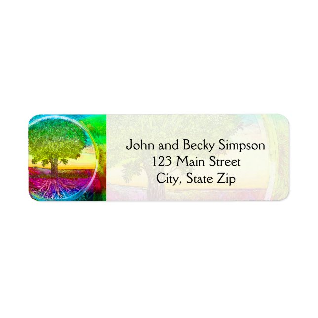 Rainbow Colored Tree of Life Label (Front)