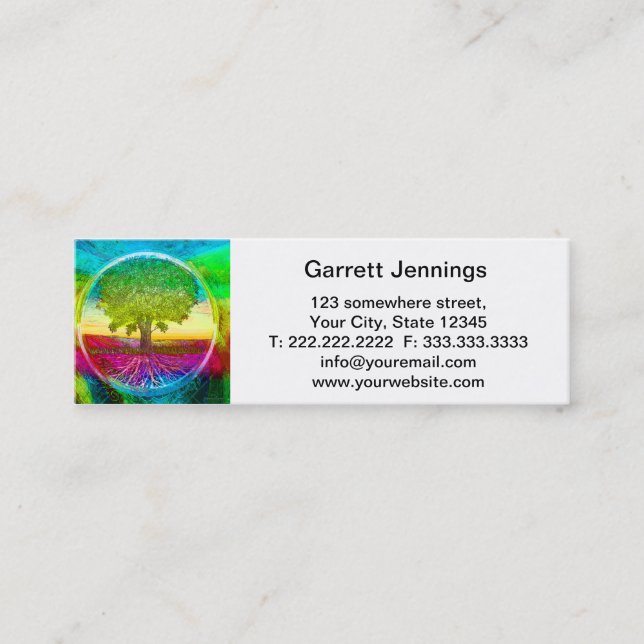 Rainbow Colored Tree of Life Mini Business Card (Front)