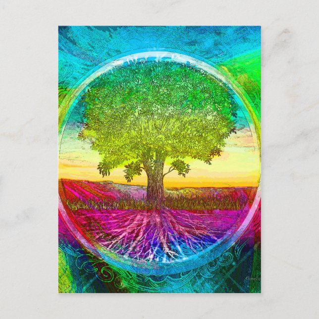 Rainbow Colored Tree of Life Postcard (Front)