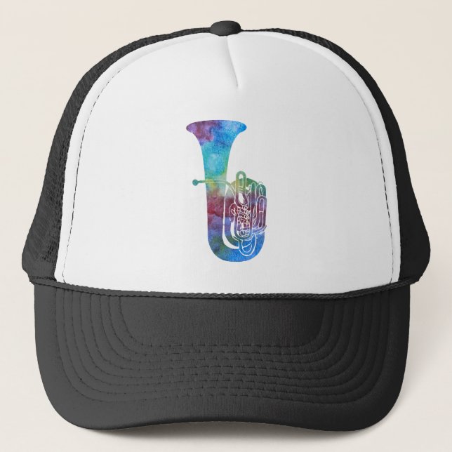 Rainbow Colored Tuba Trucker Hat (Front)