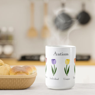 Rainbow colored tulips positive autism traits coffee mug
