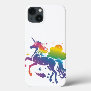 Rainbow colored unicorn design iPhone 13 case